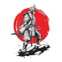 ilustraciones del guerrero samurai vector