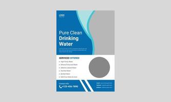 Water refilling service flyer design. Drink pure water poster template. Freshwater service flyer template, cover, a4 size, flyer, poster, leaflet, print-ready vector