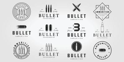 Set Bullet Logo Vintage Vector, Illustration Design of Letter B Bullet Ammunition Logotype Bundle vector