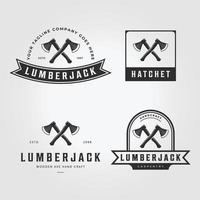 Lumberjack Ax Logo Icon Vector Vintage Illustration Design