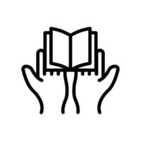 Hand icon with open book. line icon style. suitable for Literature icon, education. simple design editable. Design template vector