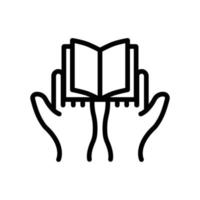 icono de mano con libro abierto. estilo de icono de línea. adecuado para el icono de la literatura, la educación. diseño simple editable. vector de plantilla de diseño