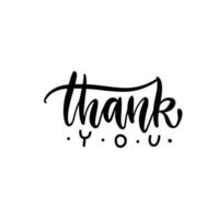 Thank you handwritten vector illustration, blach brush pen lettering isolated on white background.