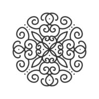 Ornamental round lace. Abstract linear mandala. Isolated Line hand drawn vector illustration.