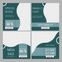 Set of green editable Post Template Social Media Banner. digital banners are suitable for promotions, advertisements, offers, discounts. vector 10 eps