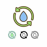 icono de vector de agua de reutilización aislado sobre fondo blanco. icono de la ecología del agua. línea rellena, contorno, icono sólido. los signos y símbolos se pueden usar para web, logotipo, aplicación móvil, ui, ux