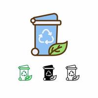 icono de vector de papelera de reciclaje aislado sobre fondo blanco. icono de la ecología. línea rellena, contorno, icono sólido. los signos y símbolos se pueden usar para web, logotipo, aplicación móvil, ui, ux