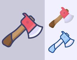 Red fireman axe icon cartoon vector Illustration