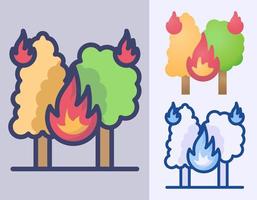 ilustración de vector de dibujos animados de icono de desastre de incendio forestal