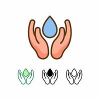 Guardar icono de vector de agua aislado sobre fondo blanco. icono de la ecología. línea rellena, contorno, icono sólido. los signos y símbolos se pueden usar para web, logotipo, aplicación móvil, ui, ux