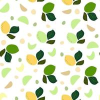 Seamless pattern Lemon fruit with leaves vectop flat design element. vector