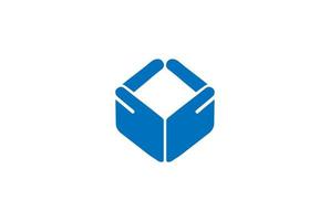 Simple Minimalist Hand Cube Square Box for Package Delivery Protect Logo Design Vector