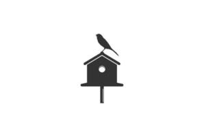 Vintage Retro Robin Canary Birdhouse Silhouette Logo Design Vector