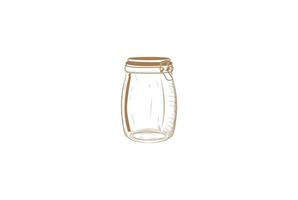 Vintage Hand Drawn Mason Storage Hermetic Glass Jar Classic Label Logo Design Vector