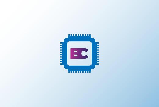 Blue Electronic Processor Chip for CPU Technology or Artificial Intelligence Logo Design Vector