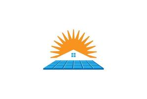 Modern House Sun and Solar Panel for Renewable Energy Logo Design Vector