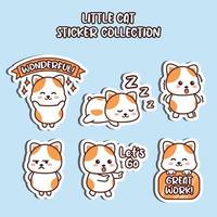 Set of social media emoji little cat sticker collection animal emoticon vector