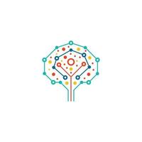 Digital technology tree icon. Colorful tech tree logo. vector
