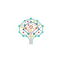 Digital technology tree icon. Colorful tech tree logo. vector