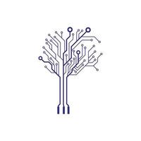 Technology tree logo. Vector circuit tree icon.