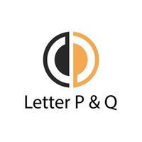 Letter p and q vector logo with circle shape