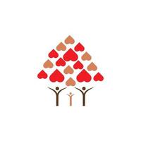 logotipo del árbol genealógico del corazón vector