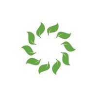 Circle leaf logo. Vector green leaf icon.