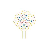 Digital technology tree icon. Colorful tech tree logo. vector