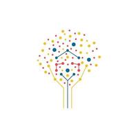 Digital technology tree icon. Colorful tech tree logo. vector