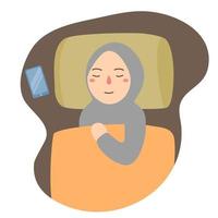 hijab girl sleep vector