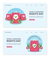 World consumer rights day landing page vector