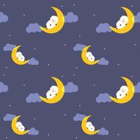 cute sheep is sleeping on the moon fabric seamless cute pattern vector