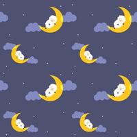 cute sheep is sleeping on the moon fabric seamless cute pattern vector