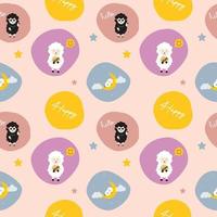 white sheep and black sheep in colorful fabric seamless cute pattern vector