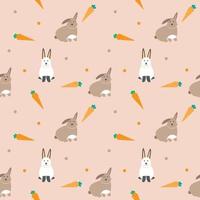rabbit and carrot cute fabric seamless cute pattern vector