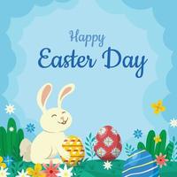 Easter Day with Cute Bunny Background vector