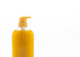liquid soap bottle on white background photo