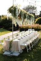 Banquet in the garden for a wedding