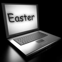 Easter word on laptop photo