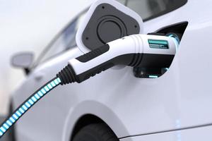 Electric car power charging, Charging technology, Clean energy filling technology. photo