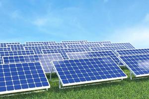 Solar panel photovoltaic farm, Green energy concept photo
