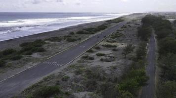 Aerial view of asphalt road for aero sport near beach in Landasan Pacu Depok, Bantul, Yogyakarta photo