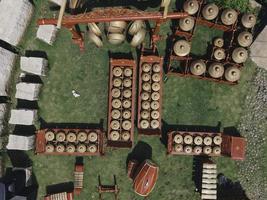 Aerial top view of Gamelan, traditional javanese and balinese music instuments. photo