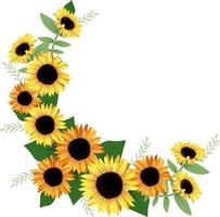 hermosa corona floral de verano con girasoles i vector