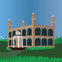 Mosque design on a greenfield vector