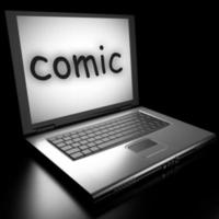 comic word on laptop photo