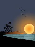 Beautiful sunset in the tropical beach vector