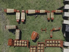 Aerial top view of Gamelan, traditional javanese and balinese music instuments. photo