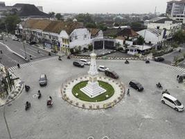 Aerial view of Tugu Jogja or Yogyakarta Monument, Indonesia. Yogyakarta, Indonesia - January, 2021 photo