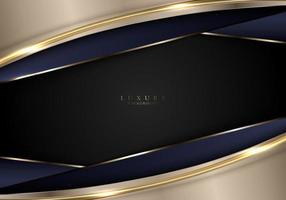 Abstract 3D modern template luxury style blue and golden stripes vector